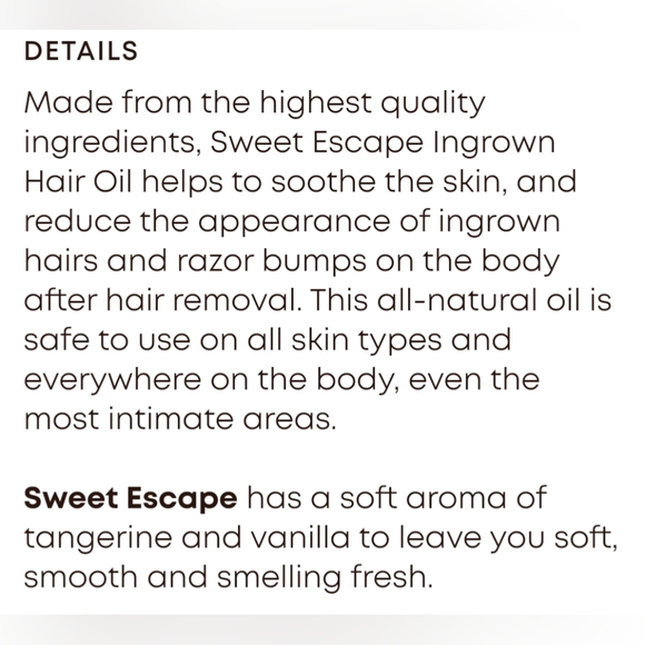 NIB Bush Balm Ingrown Hair Oil in Sweet Escape - Picture 5 of 9